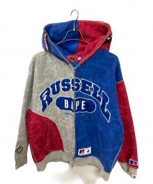 A BATHING APE×RUSSELL ATHLETIC（ア ベイシング エイプ×ラッセルアスレチック）の古着「SHARK FULL ZIP HOODIE / シャークパーカー」｜ブルー×レッド