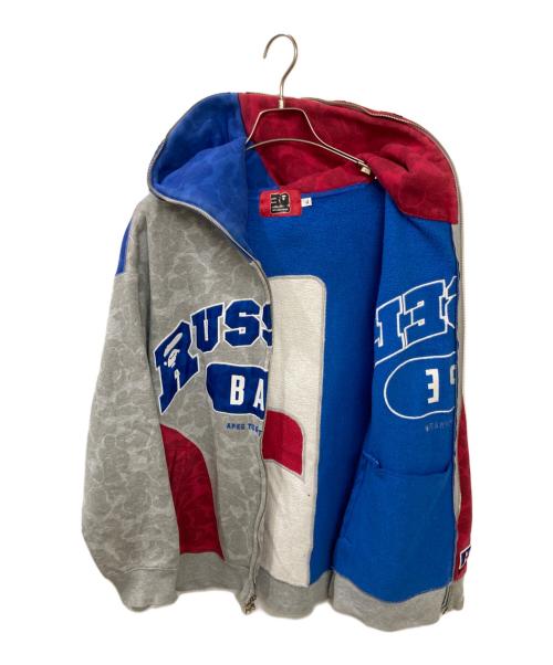 A BATHING APE（ア ベイシング エイプ）A BATHING APE (ア ベイシング エイプ) RUSSELL ATHLETIC (ラッセルアスレチック) SHARK FULL ZIP HOODIE / シャークパーカー ブルー×レッド サイズ:XLの古着・服飾アイテム