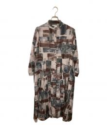 SUMISTYLE×ear PAPILLONNER（スミスタイル×イアパピヨネ）の古着「長袖斜めプリーツワンピース」｜ピンク