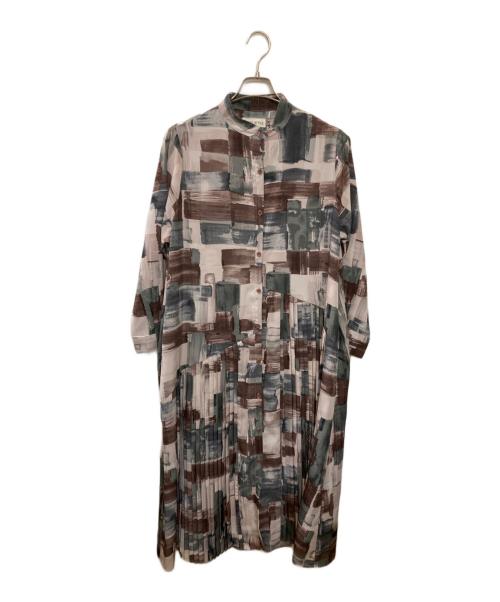 SUMISTYLE（スミスタイル）SUMISTYLE (スミスタイル) ear PAPILLONNER (イアパピヨネ) 長袖斜めプリーツワンピース ピンク サイズ:Freeの古着・服飾アイテム