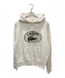 LACOSTE（ラコステ）の古着「ロゴプリントスウェットパーカー」｜ホワイト