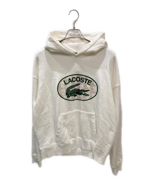 LACOSTE（ラコステ）LACOSTE (ラコステ) ロゴプリントスウェットパーカー ホワイト サイズ:Lの古着・服飾アイテム