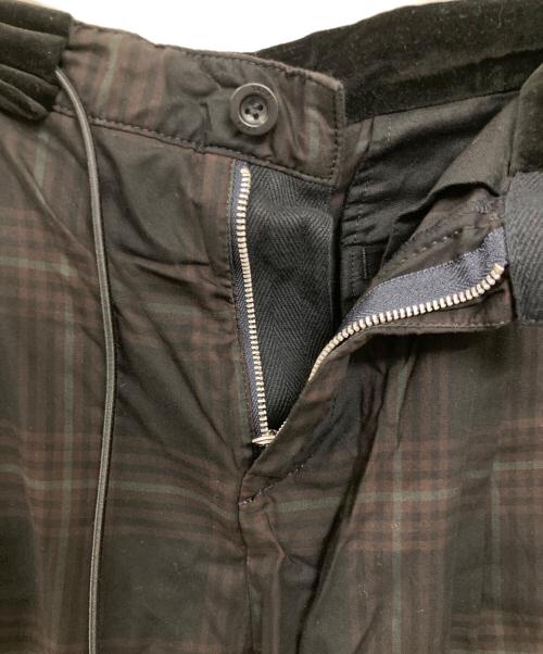 sacai（サカイ）sacai (サカイ) ドローストリングチェックロングパンツ ブラウンの古着・服飾アイテム