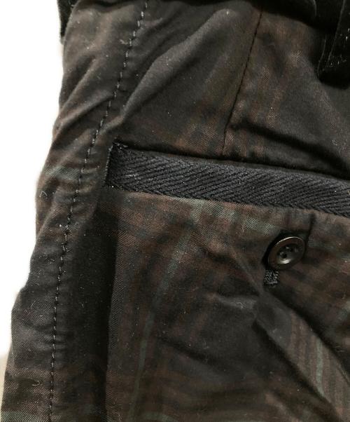 sacai（サカイ）sacai (サカイ) ドローストリングチェックロングパンツ ブラウンの古着・服飾アイテム