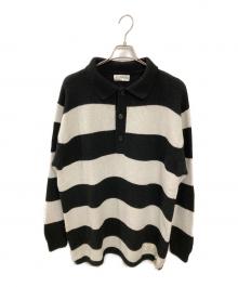 Merz b Schwanen（メルツベーシュヴァーネン）の古着「襟付きボーダーニット」｜ホワイト×ブラック