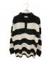 Merz b Schwanen（メルツベーシュヴァーネン）の古着「襟付きボーダーニット」｜ホワイト×ブラック