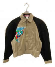 kansai international（カンサイインターナショナル）の古着「90S 刺繍切替ショートジャケット」｜ベージュ