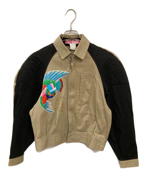 kansai international（カンサイインターナショナル）kansai international (カンサイインターナショナル) 90S 刺繍切替ショートジャケット ベージュ サイズ:Mの古着・服飾アイテム