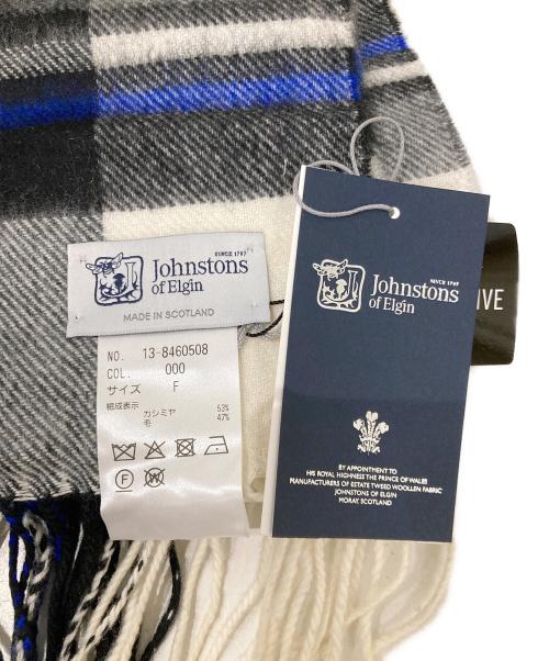 JOHNSTONS OF ELGIN（ジョンストンズオブエルガン）JOHNSTONS OF ELGIN (ジョンストンズオブエルガン) カシミヤウール大判ストール ホワイト×ブラックの古着・服飾アイテム