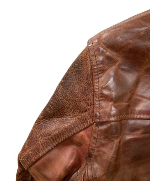 Aero LEATHER（エアロレザー）Aero LEATHER (エアロレザー) ホースハイドシングルレザージャケット ブラウン サイズ:34の古着・服飾アイテム