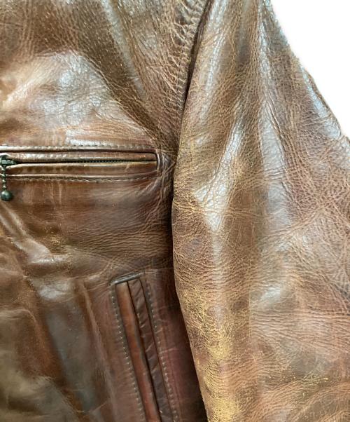 Aero LEATHER（エアロレザー）Aero LEATHER (エアロレザー) ホースハイドシングルレザージャケット ブラウン サイズ:34の古着・服飾アイテム