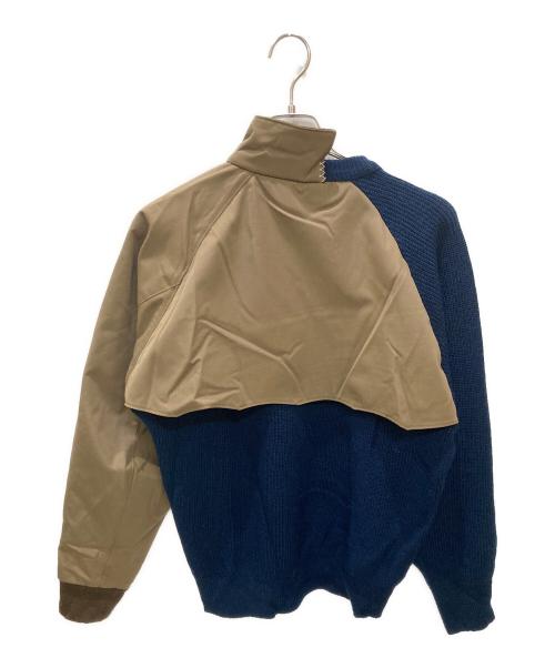 KOLOR（カラー）KOLOR (カラー) スイングトップドッキングニット ネイビー×ベージュ サイズ:3の古着・服飾アイテム
