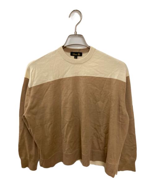 DRAWER（ドゥロワー）Drawer (ドゥロワー) ウールバイカラークルーネックニット ブラウン サイズ:1の古着・服飾アイテム