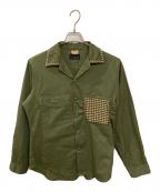 Z.VARGASザックバルガス）の古着「スタースタッズリメイクヴィンテージミリタリーシャツ」｜オリーブ