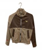 1piu1uguale3×lucien pellat-finetウノピュウノウグァーレトレ×ルシアン・ペラフィネ）の古着「マリフアナバックプリントウルトラスウェードジャケット」｜ブラウン