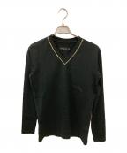 1piu1uguale3ウノピュウノウグァーレトレ）の古着「ラインストーンVネックカットソー」｜ブラック