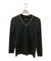 1piu1uguale3（ウノピュウノウグァーレトレ）の古着「ラインストーンVネックカットソー」｜ブラック