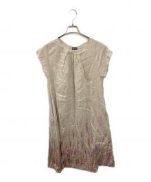 JURGA（ユルガ）の古着「フラワープリントリネンワンピース」｜ベージュ