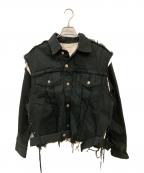VOLTAGE CONTROL FILTERヴォルテージ コントロール フィルター）の古着「フリンジデニムジャケット」｜ブラック