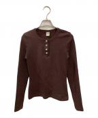 FLORE FLOREフローレ フローレ）の古着「JESS LONGSLEEVE Tシャツ / ヘンリーネックカットソー」｜ブラウン