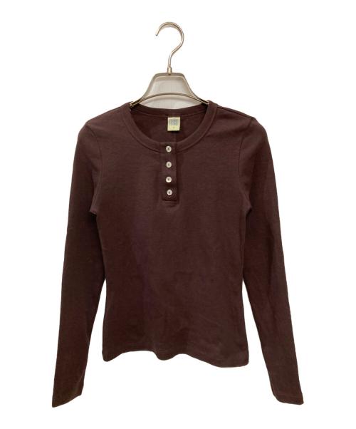 FLORE FLORE（フローレ フローレ）FLORE FLORE (フローレ フローレ) JESS LONGSLEEVE Tシャツ / ヘンリーネックカットソー ブラウン サイズ:Sの古着・服飾アイテム