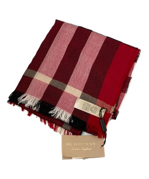 BURBERRY LONDON（バーバリーロンドン）BURBERRY LONDON (バーバリーロンドン) カシミヤ混ウールチェックストール レッドの古着・服飾アイテム