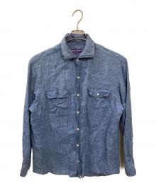 RALPH LAUREN Purple Label（ラルフ ローレン パープル レーベル）の古着「リネンシャツ」｜ブルー