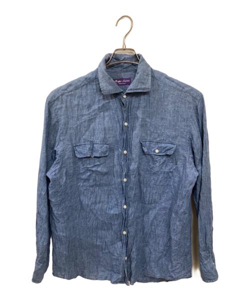 RALPH LAUREN Purple Label（ラルフ ローレン パープル レーベル）RALPH LAUREN Purple Label (ラルフ ローレン パープル レーベル) リネンシャツ ブルー サイズ:Lの古着・服飾アイテム