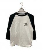 stussyステューシー）の古着「00S クロスボーンプリントラグランカットソー」｜ブラック×ホワイト