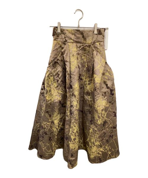 FRAY ID（フレイ アイディー）FRAY ID (フレイ アイディー) グリッターフロッキースカート ブラウンの古着・服飾アイテム