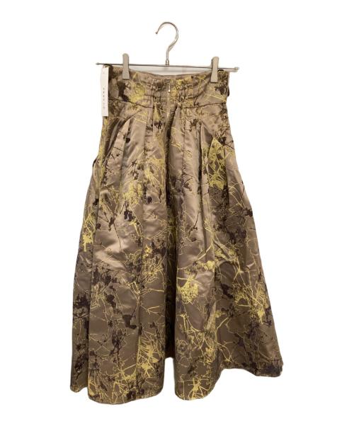 FRAY ID（フレイ アイディー）FRAY ID (フレイ アイディー) グリッターフロッキースカート ブラウンの古着・服飾アイテム