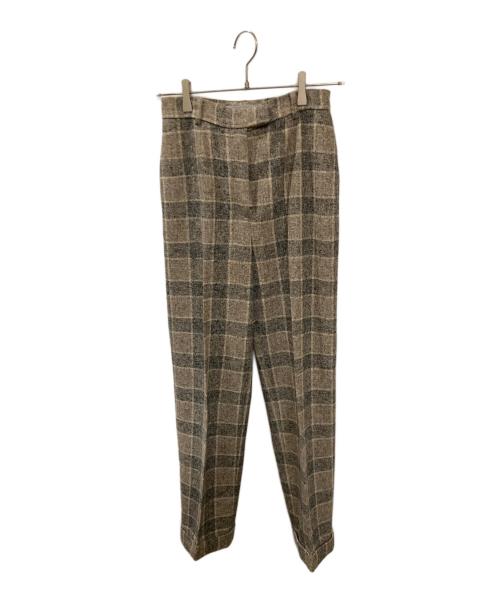 MaxMara（マックスマーラ）MaxMara (マックスマーラ) ウールチェックパンツ ブラウン サイズ:40の古着・服飾アイテム