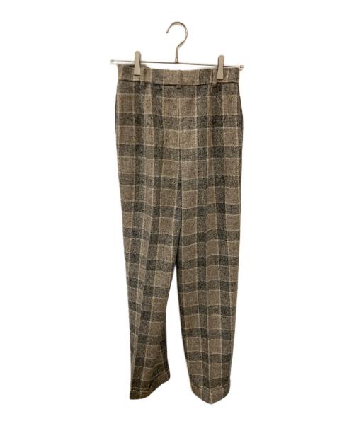 MaxMara（マックスマーラ）MaxMara (マックスマーラ) ウールチェックパンツ ブラウン サイズ:40の古着・服飾アイテム