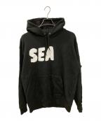 WIND AND SEAウィンダンシー）の古着「ナイジェル グラフ コットン ロゴ パーカー」｜ブラック