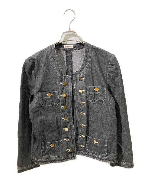 INGEBORG（インゲボルグ）INGEBORG (インゲボルグ) ノーカラーデニムジャケット ブラック サイズ:Mの古着・服飾アイテム