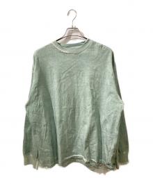 MAISON SPECIAL（メゾンスペシャル）の古着「Embroidery Damage Over-Dye Crew Neck Long-Sleeve T-Shirts」｜グリーン