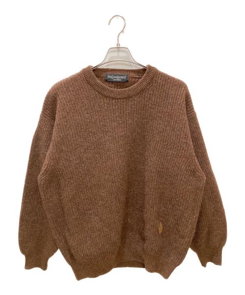 Yves Saint Laurent（イヴサンローラン）Yves Saint Laurent (イヴサンローラン) YSLパッチ付ウールニット ブラウン サイズ:-の古着・服飾アイテム