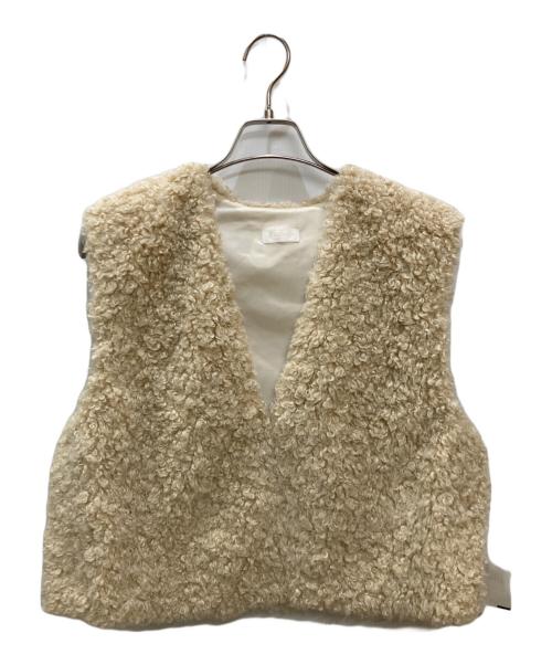 BALLSEY（ボールジィ）BALLSEY (ボールジィ) ミックスファー Vネックベスト アイボリー サイズ:36の古着・服飾アイテム