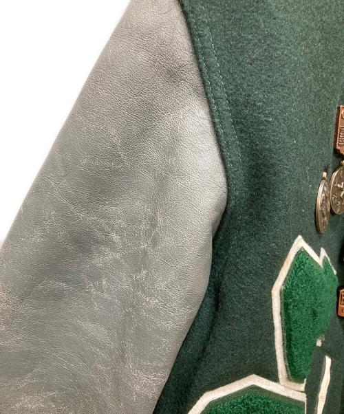 Holloway（ホロウェイ）Holloway (ホロウェイ) 古着レザースリーブワッペンスタジャン グリーン サイズ:XLの古着・服飾アイテム