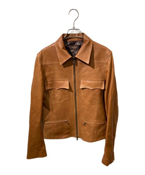 PAUL SMITH（ポールスミス）PAUL SMITH (ポールスミス) フラップポケットラムレザージャケット ブラウン サイズ:Mの古着・服飾アイテム