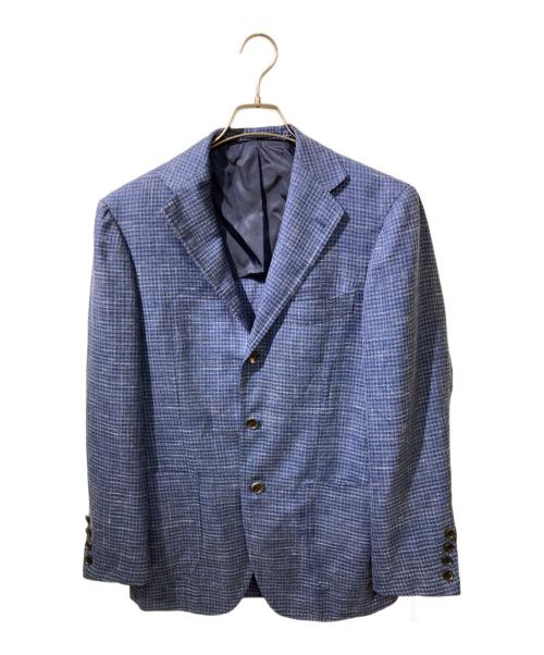 RING JACKET（リングジャケット）RING JACKET (リングジャケット) シルクリネン混テーラードジャケット ブルー サイズ:44の古着・服飾アイテム