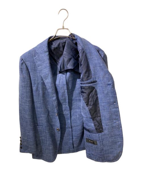 RING JACKET（リングジャケット）RING JACKET (リングジャケット) シルクリネン混テーラードジャケット ブルー サイズ:44の古着・服飾アイテム