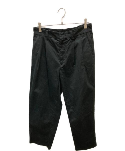 wirrow（ウィロウ）wirrow (ウィロウ) Cotton Gabardine Tuck Pants ブラック サイズ:3の古着・服飾アイテム