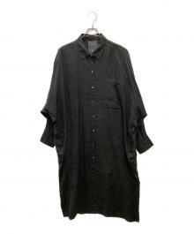 minitz（ミニッツ）の古着「リネンロングシャツワンピース」｜ブラック