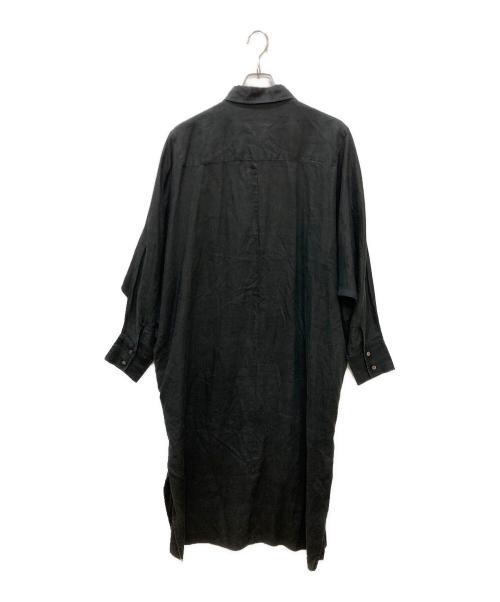minitz（ミニッツ）minitz (ミニッツ) リネンロングシャツワンピース ブラック サイズ:-（実寸参照)の古着・服飾アイテム
