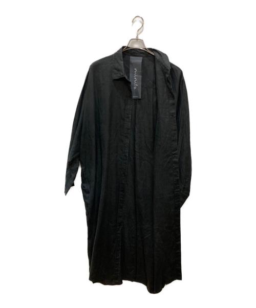 minitz（ミニッツ）minitz (ミニッツ) リネンロングシャツワンピース ブラック サイズ:-（実寸参照)の古着・服飾アイテム