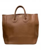 YOUNG & OLSEN The DRYGOODS STOREヤングアンドオルセン ザ ドライグッズストア）の古着「EMBOSSED LEATHER D TOTE / レザーバッグ」｜ブラウン