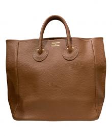 YOUNG & OLSEN The DRYGOODS STORE（ヤングアンドオルセン ザ ドライグッズストア）の古着「EMBOSSED LEATHER D TOTE / レザーバッグ」｜ブラウン