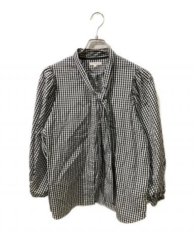 中古・古着通販】YORI (ヨリ) ボウタイチェックブラウス ブラック