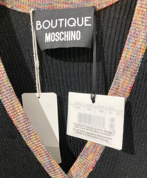 BOUTIQUE MOSCHINO（ブティック モスキーノ）BOUTIQUE MOSCHINO (ブティック モスキーノ) 配色ノースリーブニットワンピース ブラック サイズ:38の古着・服飾アイテム
